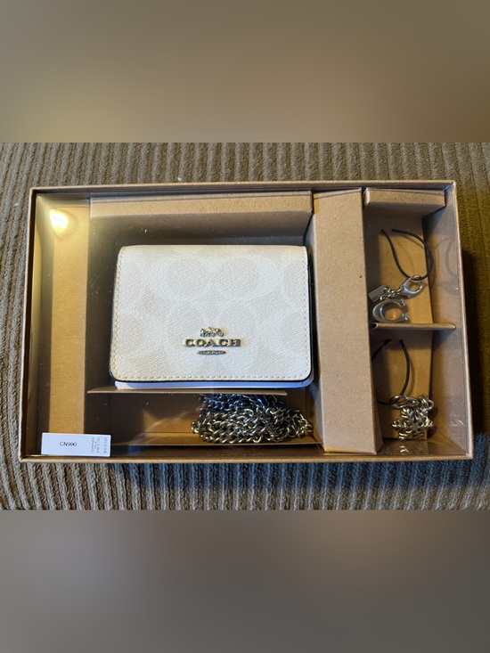 Coach Handbags - Coach CN990 Signature Canvas Mini Wallet on Chain with Charms Gift Box nwt